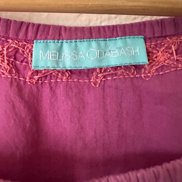 Melissa Odabash Red and Pink Embroidered Bell Sleeve Blouse - One Size - Picture 2 of 7